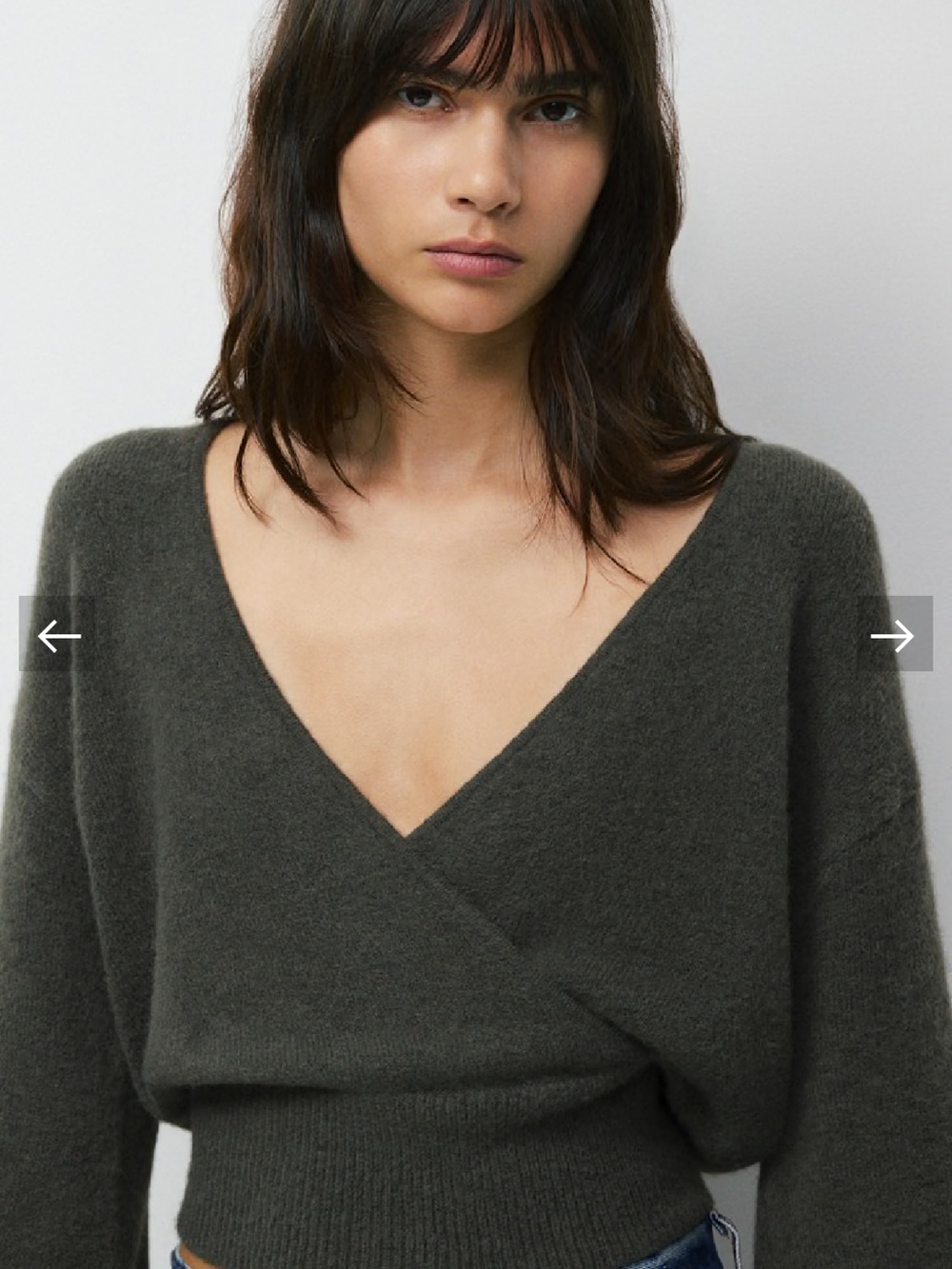 Aritzia Wilfred Women's SoftSpoke Dear Wrap Sweater Flint Green Size Small
